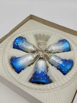 blaue Weihnachtskugeln (10 Stk., Glas & handbemalt) - Bild 5