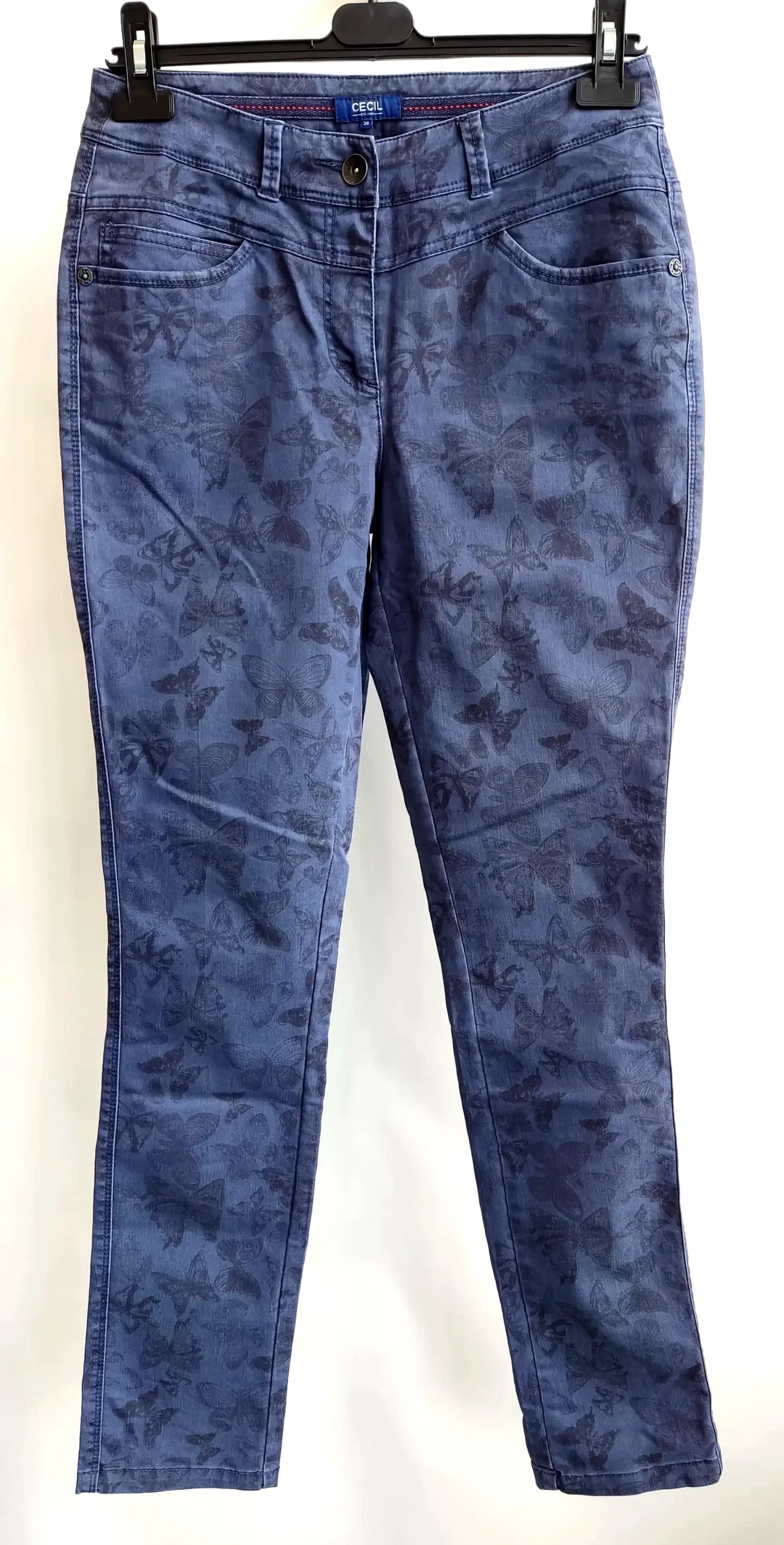CECIL Damenjeans mit Schmetterlingsmuster blau - Gr. 28 - Bild 1