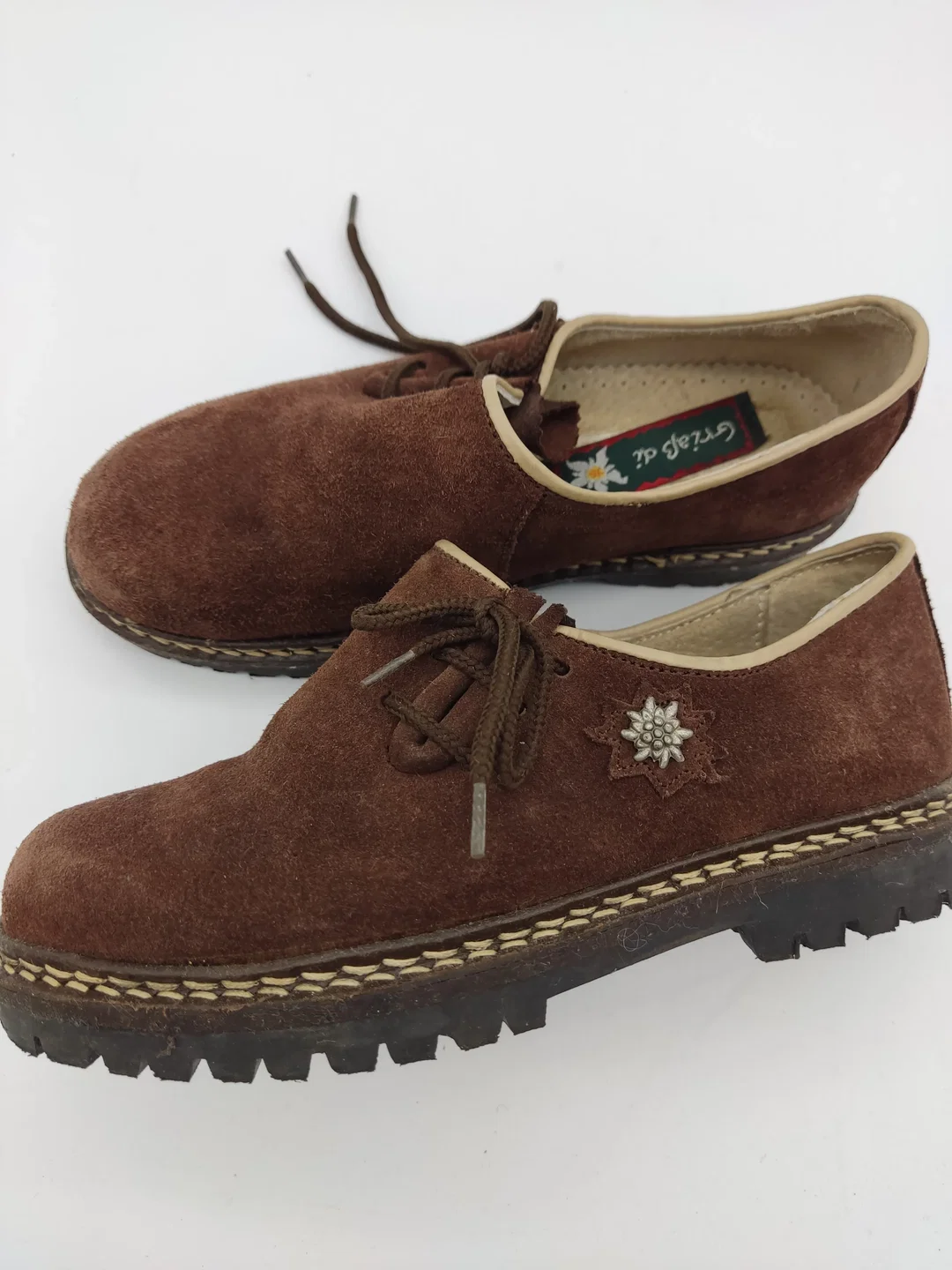Trachtenschuhe "Griaß di", dunkelbraun mit Edelweiß, Größe 35 (geschätzt) – Bild 4