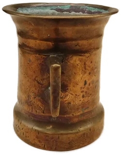 Antiker Apothekenmörser Bronze massiv 2,3 kg mit eckigen Griffen – Vorschau 5