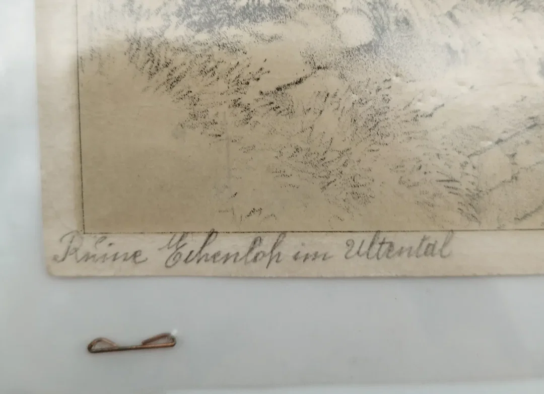 "Ruine Escheloh im Ultental" - Original Lithografie aus 19. Jhdt. – Bild 3