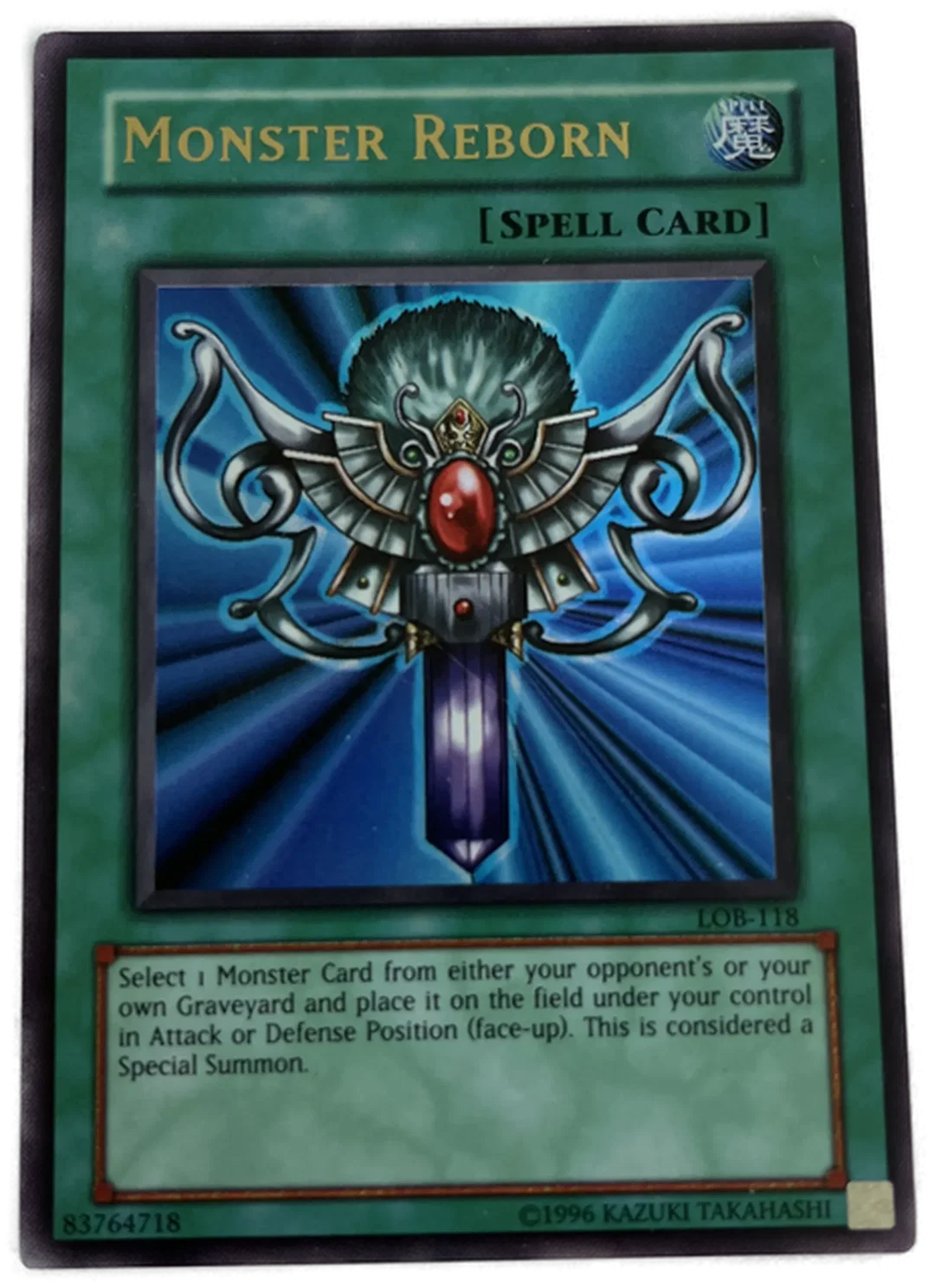 Monster Reborn (YuGiOh Legend Of Blue Eyes White Dragon) sehr rare Karte #LOB-118 – Bild 1