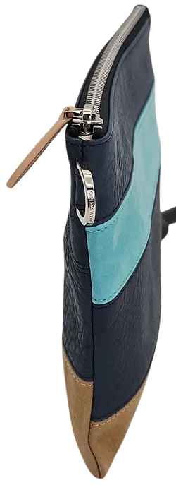 Max V. Koenig Damen Lederkulturbeutel, marine/türkis/beige - Bild 3