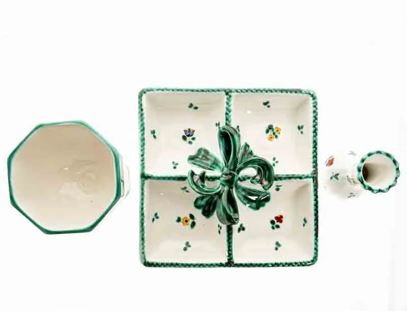 Gmundner Keramik Konvolut "Blumendekor" Schale, Kelch und Vase – Bild 2