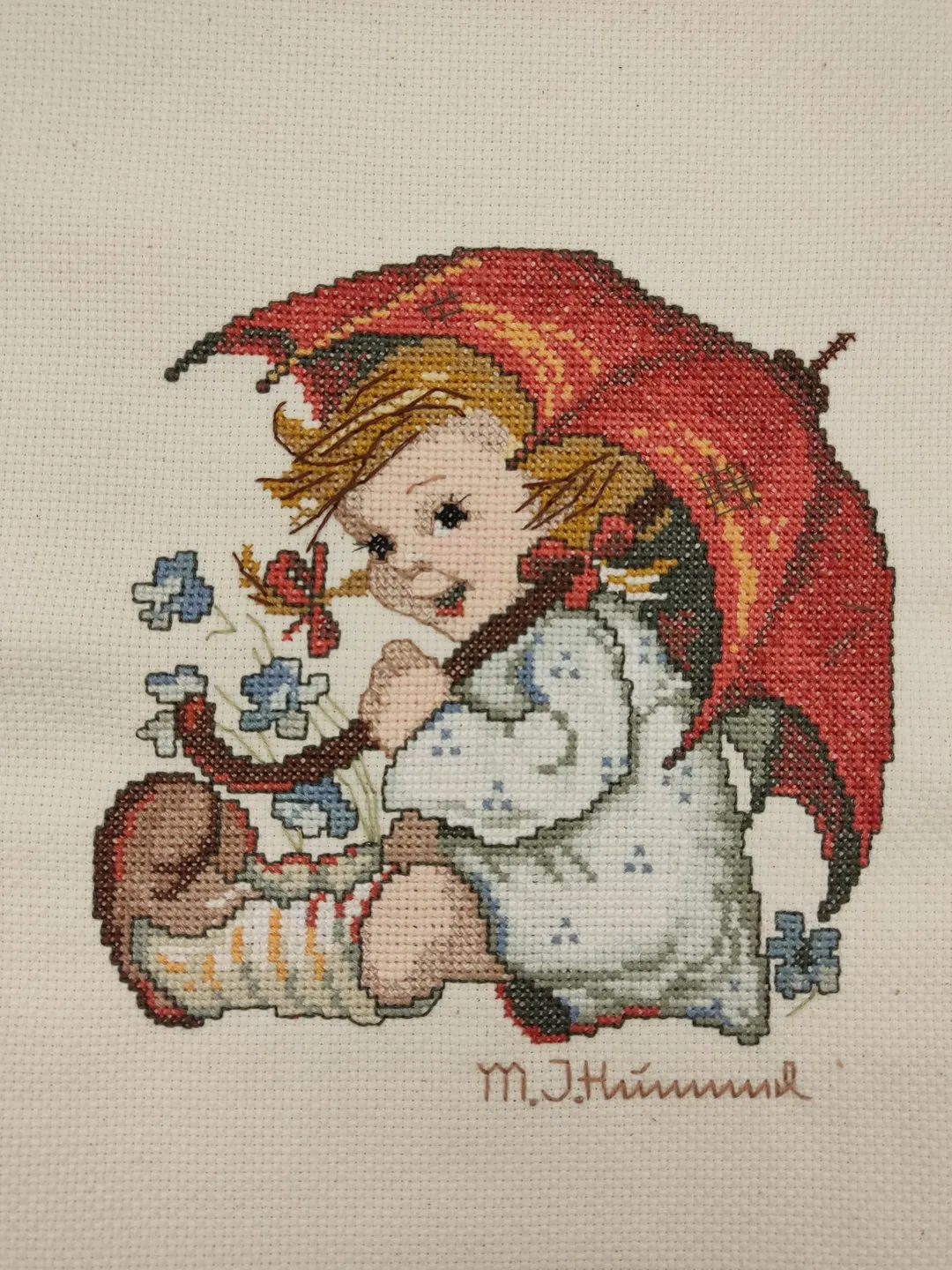 M. J. Hummel-Kreuzstich-Bild: Mädchen mit Schirm - Bild 4