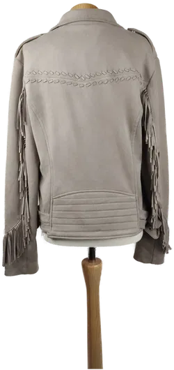 Amisu Damenjacke Lederoptik mit Fransen beige - L/40 - Bild 3