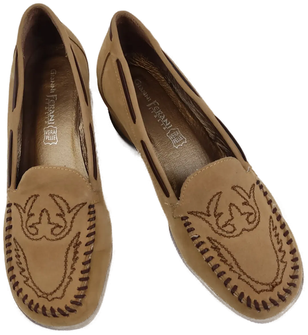 Gianni Ferani Damen Lederhalbschuhe beige - Größe 36 - Bild 1