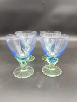 4 Stk. Eisbecher / Dessertgläser blau-grün-transparent - Bild 1