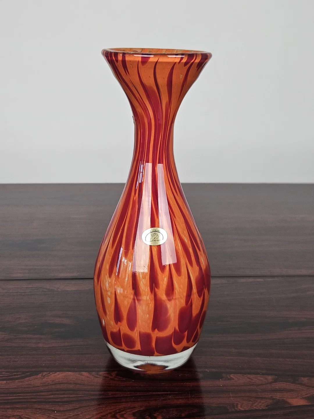 Glashütte Schwanenstadt Dekovase - orange/rot marmoriert - Höhe 28,5 cm – Bild 1