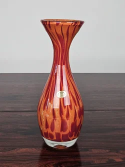 Glashütte Schwanenstadt Dekovase - orange/rot marmoriert - Höhe 28,5 cm
