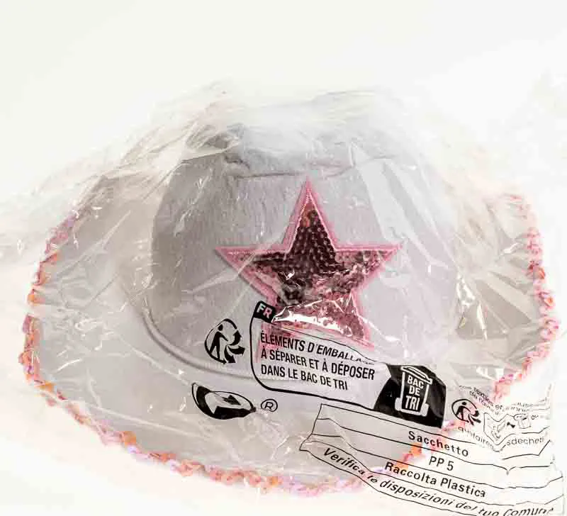 Fasching Cowboy Hut weiss mit  rosa Stern - Bild 3