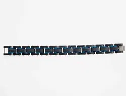 COOLMAN Herren Armband-Edelstahl-Einstellbar in Blau & Schwarz, 18 cm - Bild 2