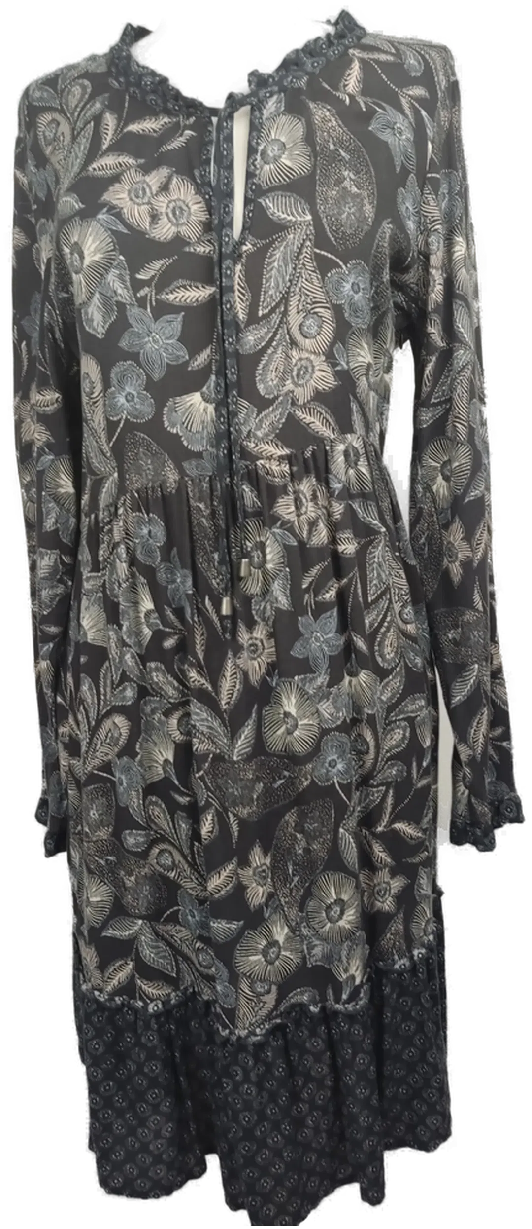 Damenkleid midi geblümt blau-grau - XL/42 - Bild 4