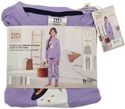 L&D Kinder-Halloween-Pyjama Glow in the Dark #3, lila - Gr- 110/116