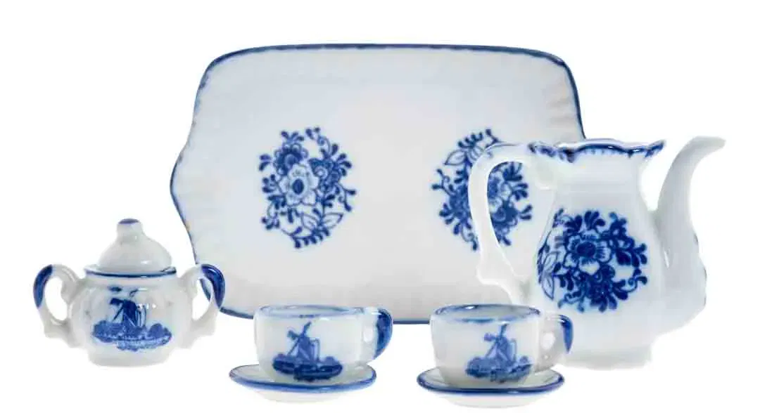 DELFTS BLAUW Handgemaltes Vintage Miniatur Teeservice aus Porzellan (8-teilig) - Bild 4