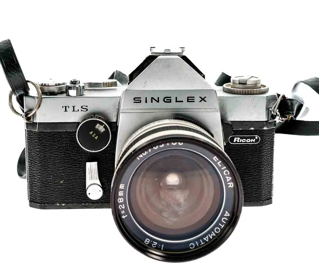 Ricoh Singlex TLS | SLR analoge Spiegelreflexkamera Kamera | Elicar 28mm f:2.8 – Bild 2