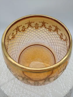 Glas Bowle-Gefäß mit Unterteller mit Golddekor | Festlicher Blickfang - Bild 7