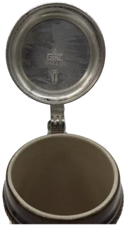 Gerz Bierkrug mit Zinn Deckel Jungfrauen Desgin - Bild 4