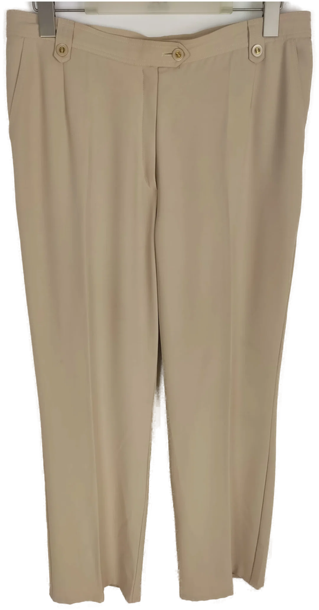 Hose, lang mit Gummizugbundeinsatz, beige mit Taschen, Größe L (geschätzt) – Bild 1