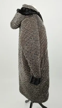 Mantel - Polyester - Samt Crinkleoptik mit Kapuze, Gr. ca. XL   - Bild 2