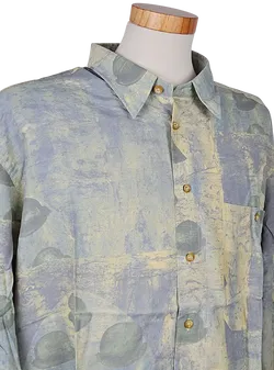 LUIGI Vintage Herren Hemd, gelb/grau - Gr. XL  - Bild 4