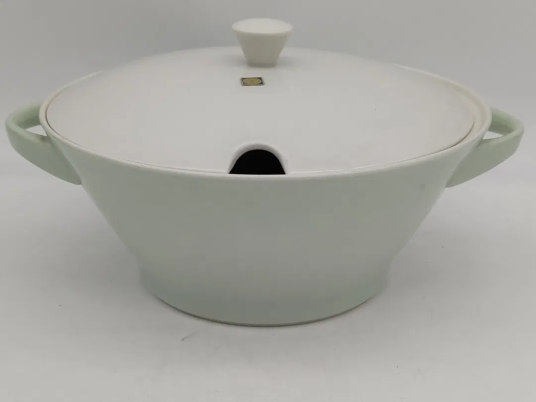 Suppentopf mit weißem Deckel Vintage Lilien Porzellan Daisy mintgrün - Bild 1