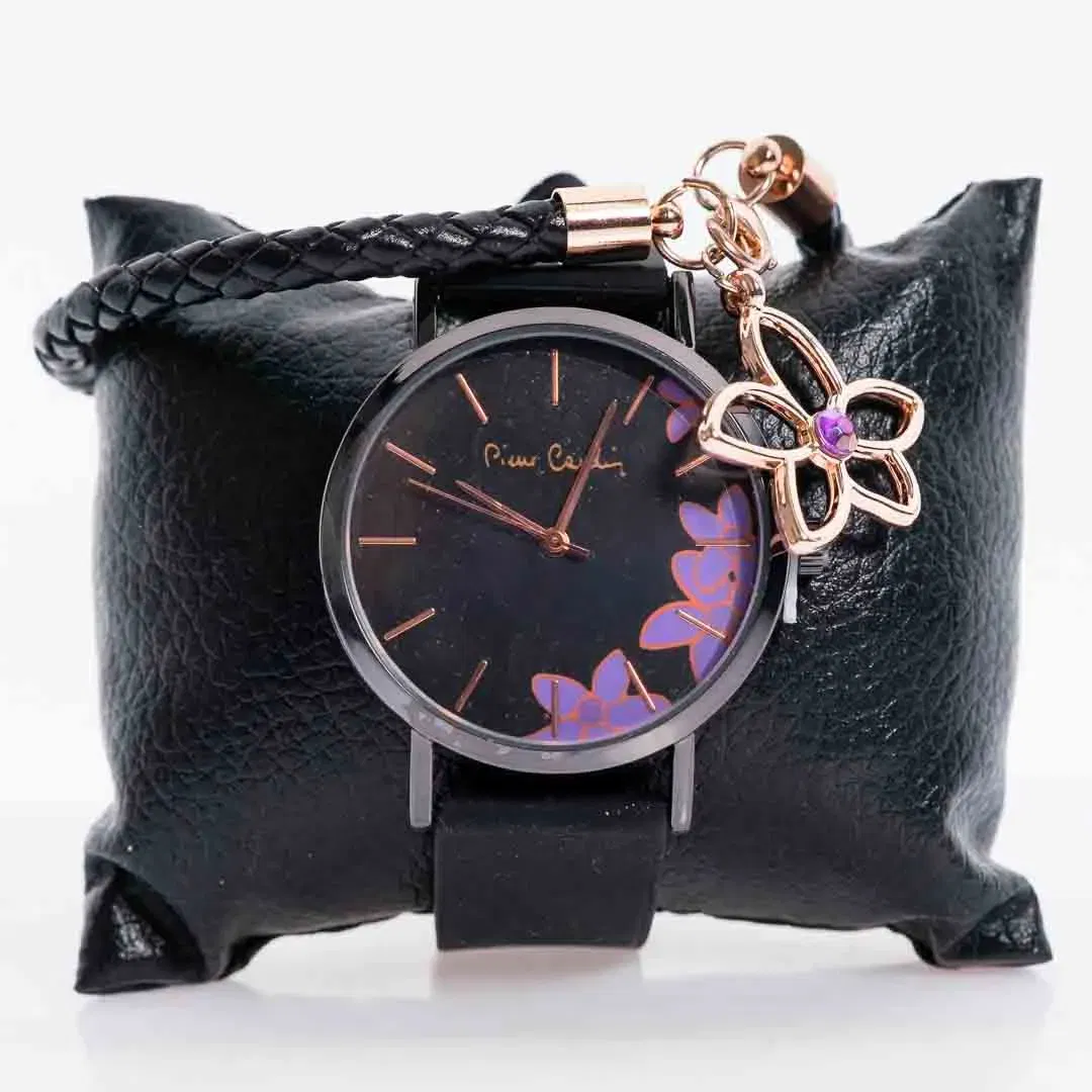 Damenuhr mit Armband von Pierre Cardin, in edler Farbkombination aus Schwarz und Lila  - Bild 4