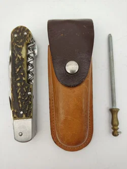 Mikov Fixir Jagdtaschenmesser mit Lederscheide | Tschechoslowakischer Schatz - Bild 3
