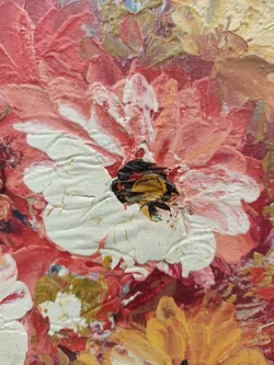 Ölgemälde Leinen auf Holzrahmen mit Golddekor 64×54 cm | Vintage-Schatz - Bild 10