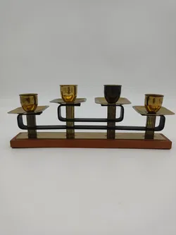Mid Century Kerzenständer aus Teak & Messing - Bild 2