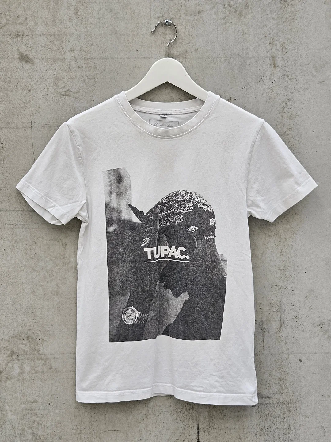 Herren T-Shirt mit Tupac-Aufdruck, weiß - Gr. XS – Bild 1