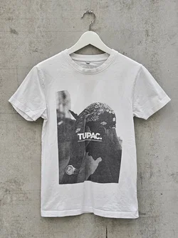 Herren T-Shirt mit Tupac-Aufdruck, weiß - Gr. XS