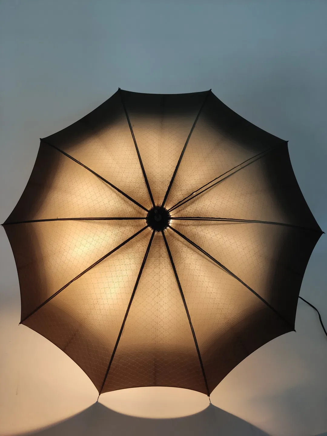 Vintage-Flanierschirm / Sonnenschirm / Damenschirm - beige-braun gemustert - Bild 1