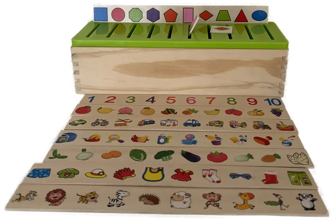 Montessori Knowledge Classification Box Kinder - Holzspielzeug Frühes Lernen Lernspielzeug  - Bild 1