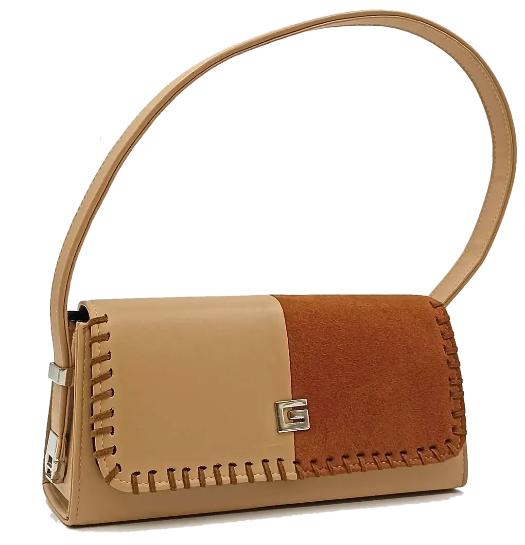 Vintage Schultertasche beige/braun – Bild 1