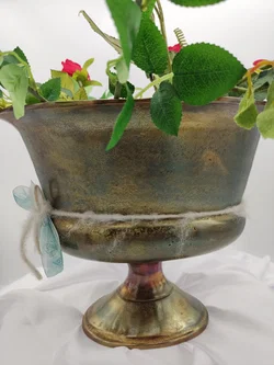 Antik-Goldene Aluminium-Pokalvase | Handgemachter Vintage-Look – Vorschau 2