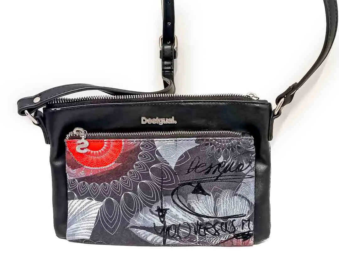 Desigual Umhängetasche Schwarz Rot Muster 24 x 17 cm - Bild 4
