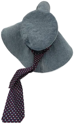 Damen Sonnenhut  Jeansstoff mit Krawattenhutband- Durchmesser 18cm - Bild 3