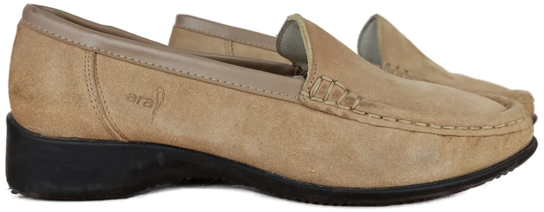 ARA Damen Mokassins Velourleder, beige - Gr. 37,5 G – Bild 2