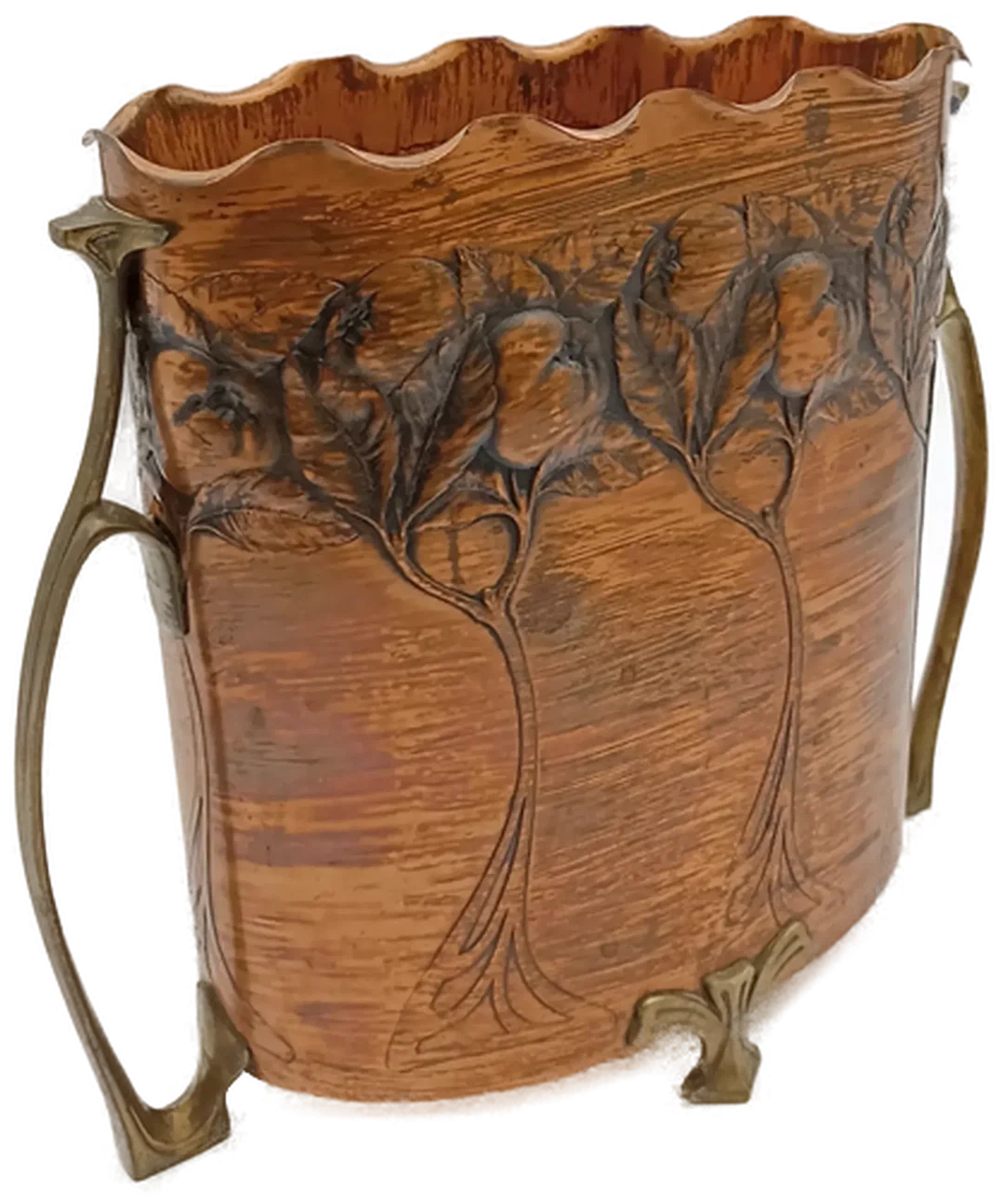 Antiker Jugendstil Vase von Carl Deffner aus Kupfer und Messing um 1900 – Bild 1