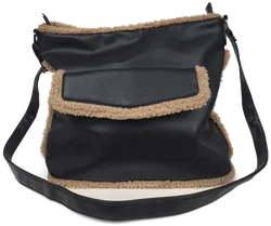 Handtasche, schwarz mit Plüsch, Winter - Bild 1