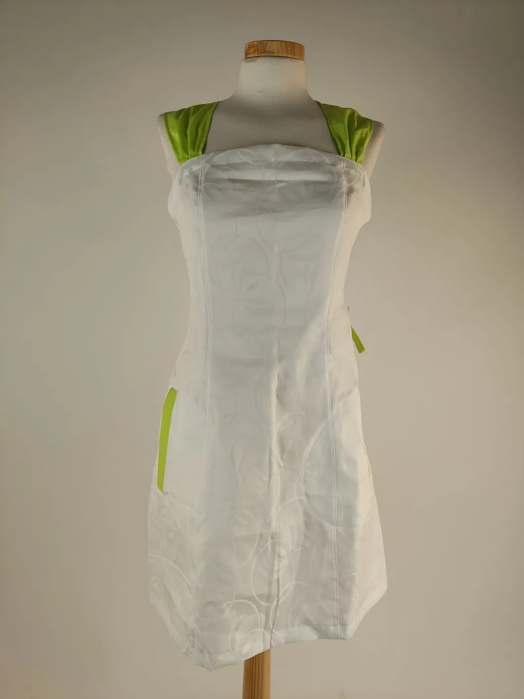 Kochschürze Stoff weiß mit grün Größe: 36-38 - Bild 1