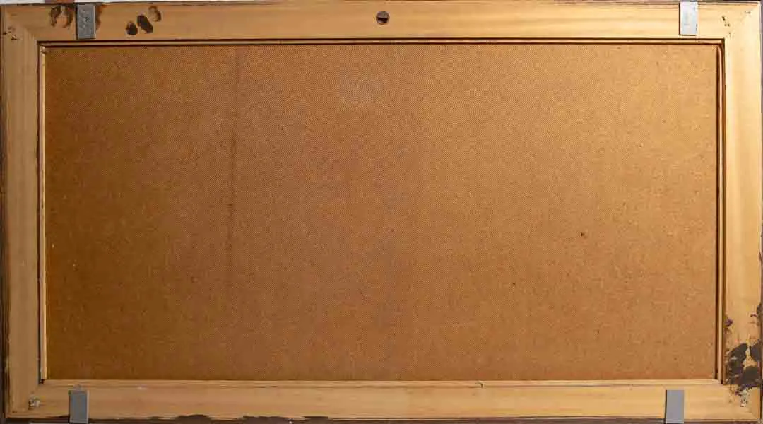 Gemälde Landschaft am See im Holzrahmen, 113 x 62 cm – Bild 3
