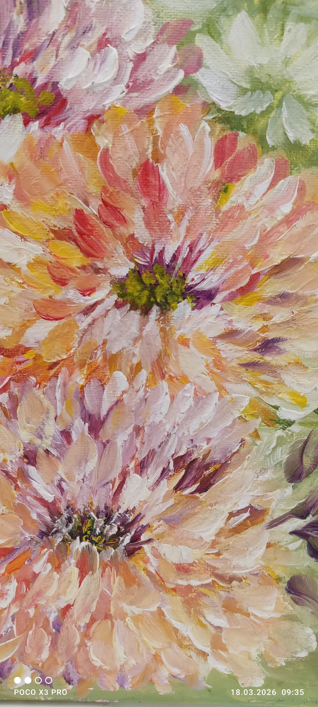 Ölbild Blumen Auf Leinwand 30x30 | Floraler Zeitreisender – Bild 5