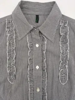 Benetton Damen Bluse, schwarz/weiß - Gr. S  - Bild 4