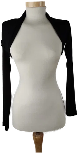 Bolero 'Amisu', langarm und sehr kurz geschnitten, schwarz, Größe XS - Bild 1