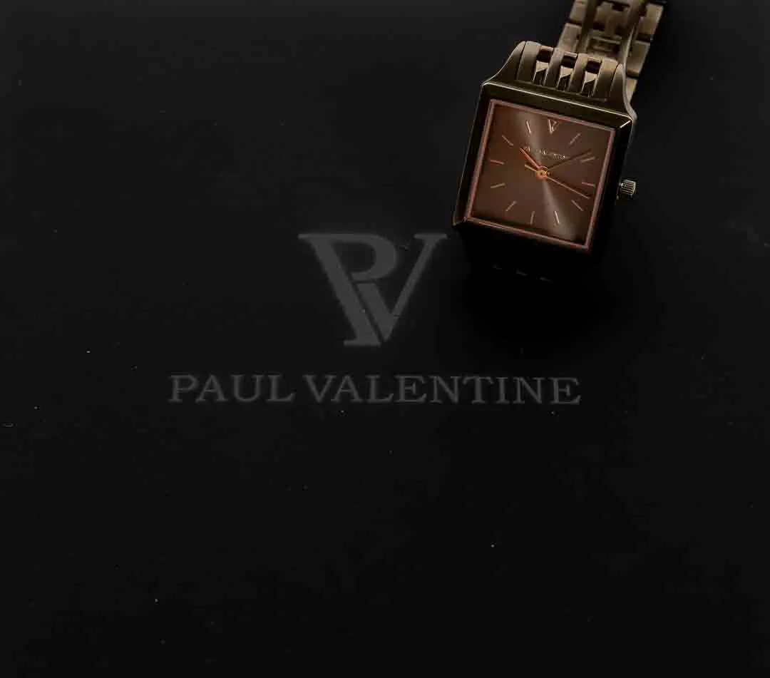 Paul Valentine Armbanduhr, eckig, 2cm, goldfarbenes Gliederarmband – Bild 4