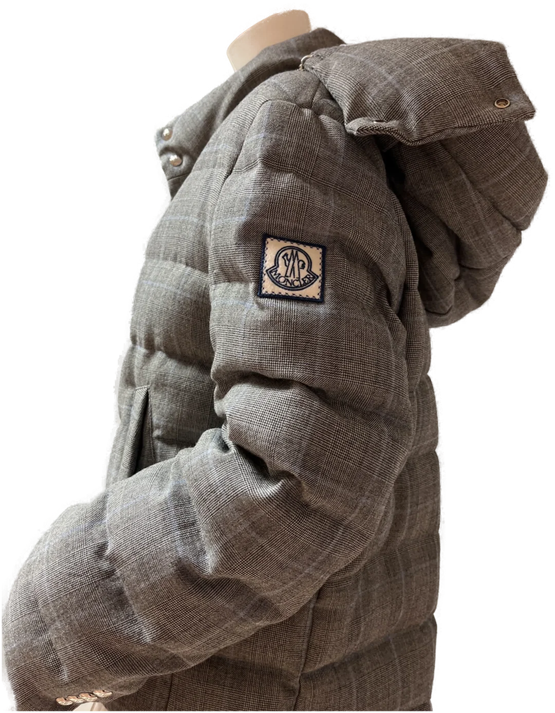 MONCLER Jacke Game Bleu mit Kapuze grau kariert Gr, 4 – Bild 10