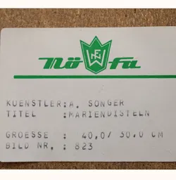 Vintage Blumenbild „Mariendisteln“ – A. Songer | Oktagon Holzrahmen - Bild 3