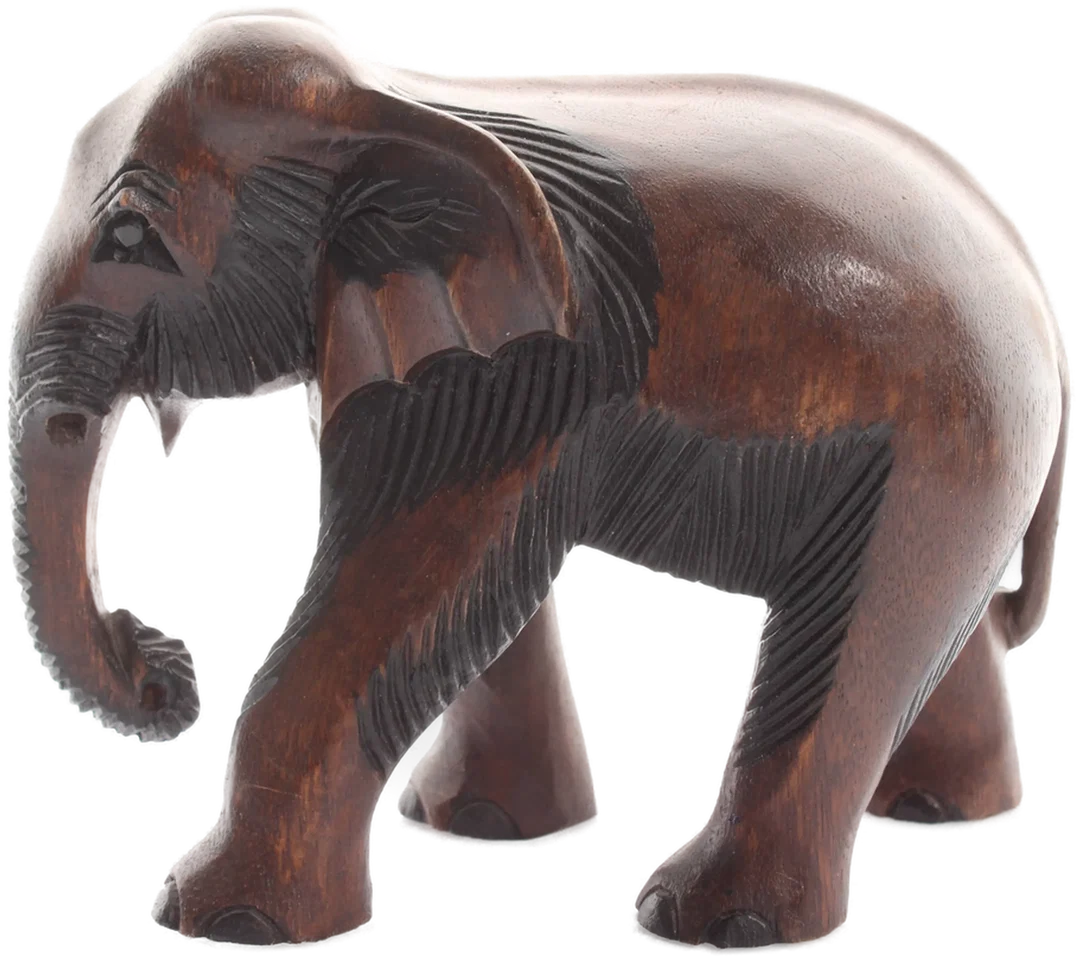 Handgeschnitzter Elefant aus Holz – dunkel – asiatische Deko – ca. 16 cm – Bild 2